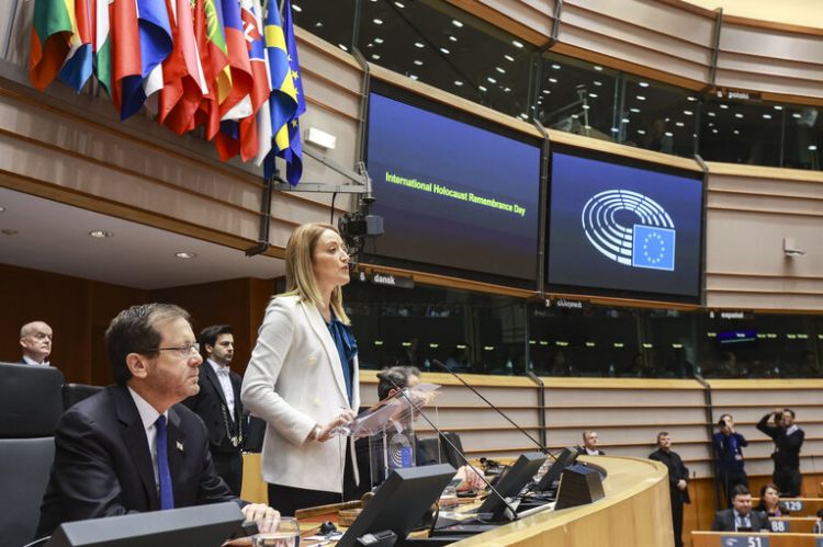 Europos Parlamento prezidentė Roberta Metsola ir Izraelio prezidentas Isaac HERZOG // Nuotr. Europos Parlamento