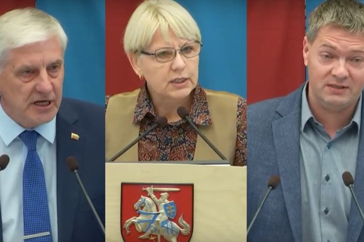 Algimantas Dumbrava, Asta Kubilienė, Andrius Mazuronis // Stop kadrai iš Seimo posėdžio transliacijos youtube